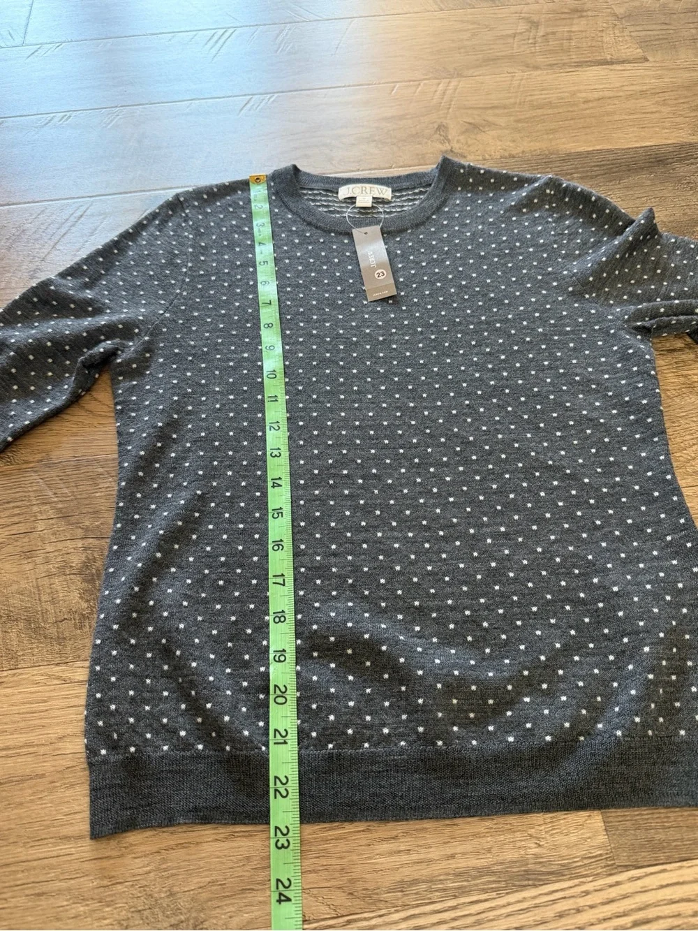 NWT J.Crew Carolyn Fitted Merino Wool Polka Dot Sweater Gray Medium $98